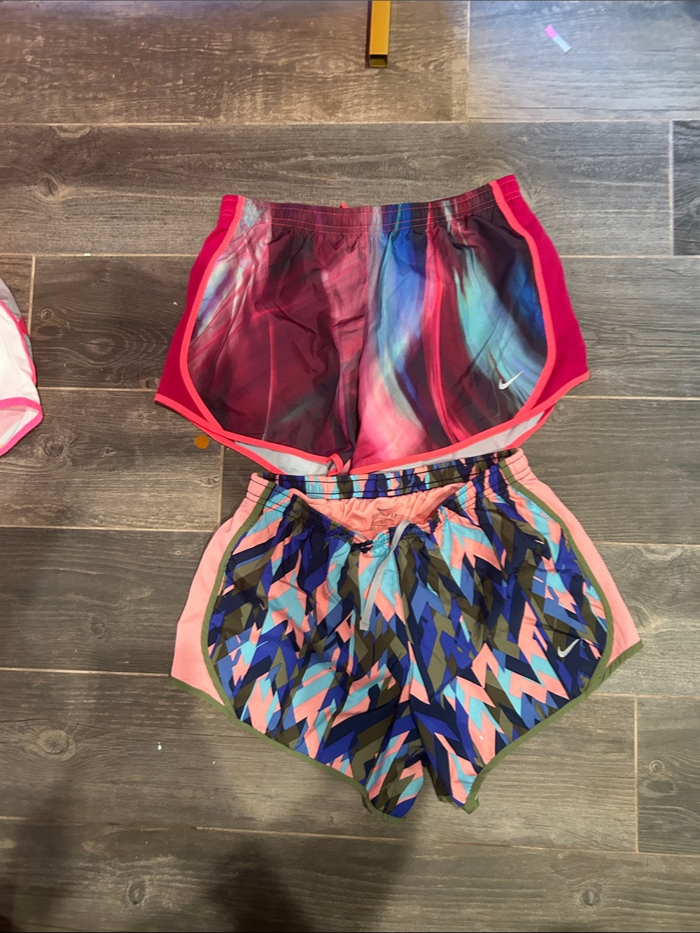 Nike pink and multicolor women's athletic shorts duo